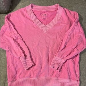 aerie Pink V-Neck Women's Oversize Sweatshirt